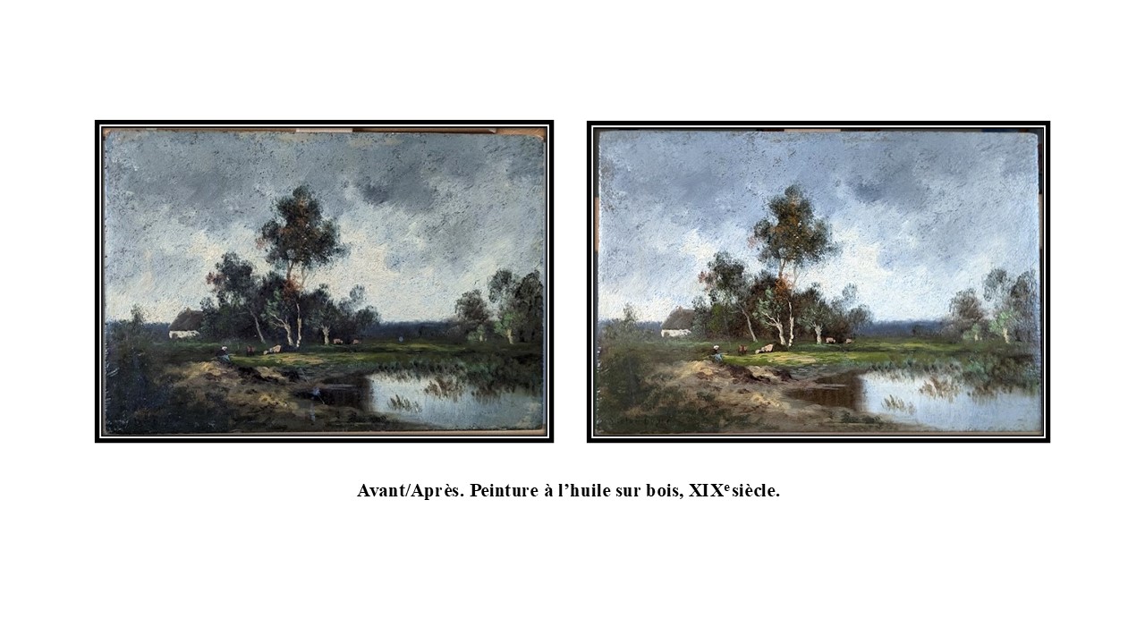 Avant/Après. Peinture paysage à la mare.